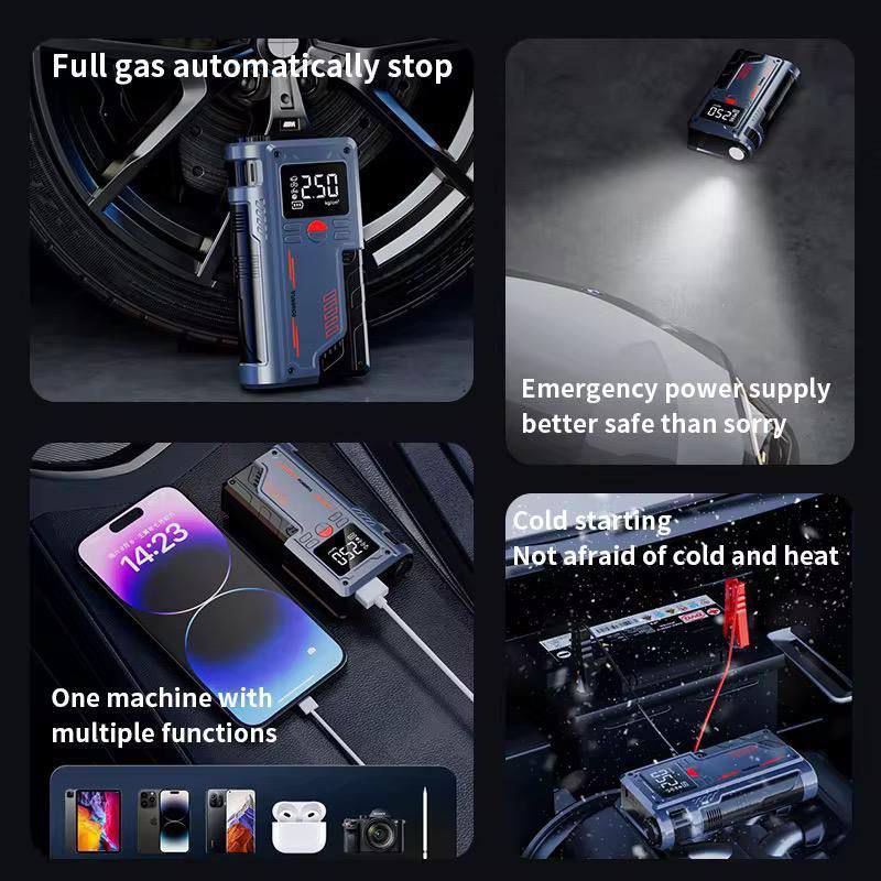 Portable Car Jump Starter With Digital Display/Air Pump/LED Flashlight